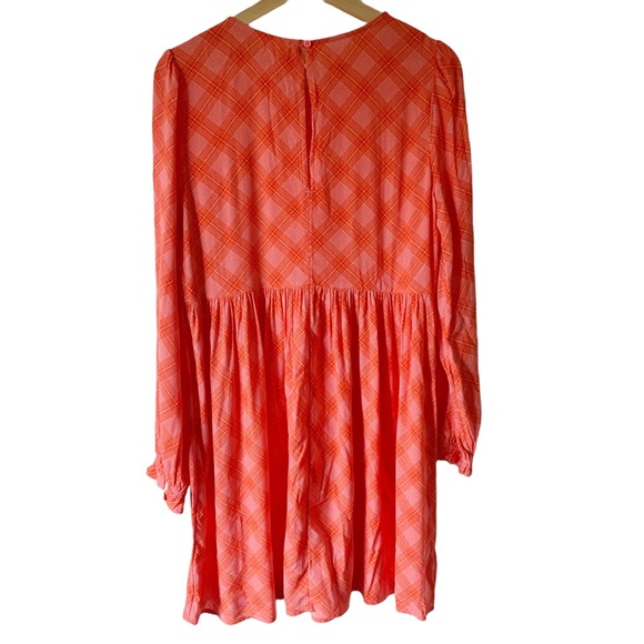 NWT BP Pink Orange Flannel Print Long Sleeve Knee Length Dress Size M - Picture 8 of 13